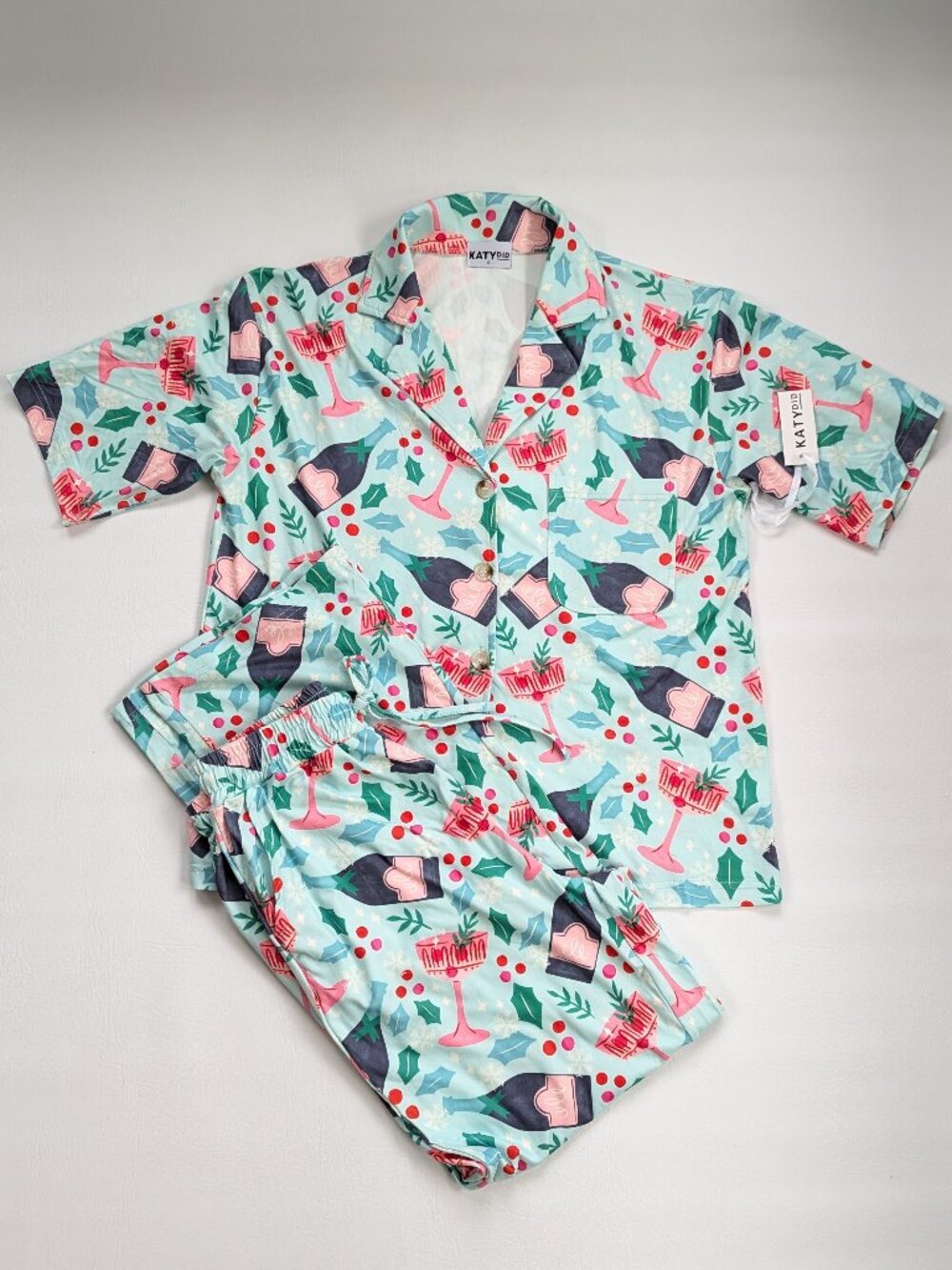 NWT Katy Did Champagne Coupes & Holiday Pajama 2 Piece Set Size Small - Picture 3 of 14